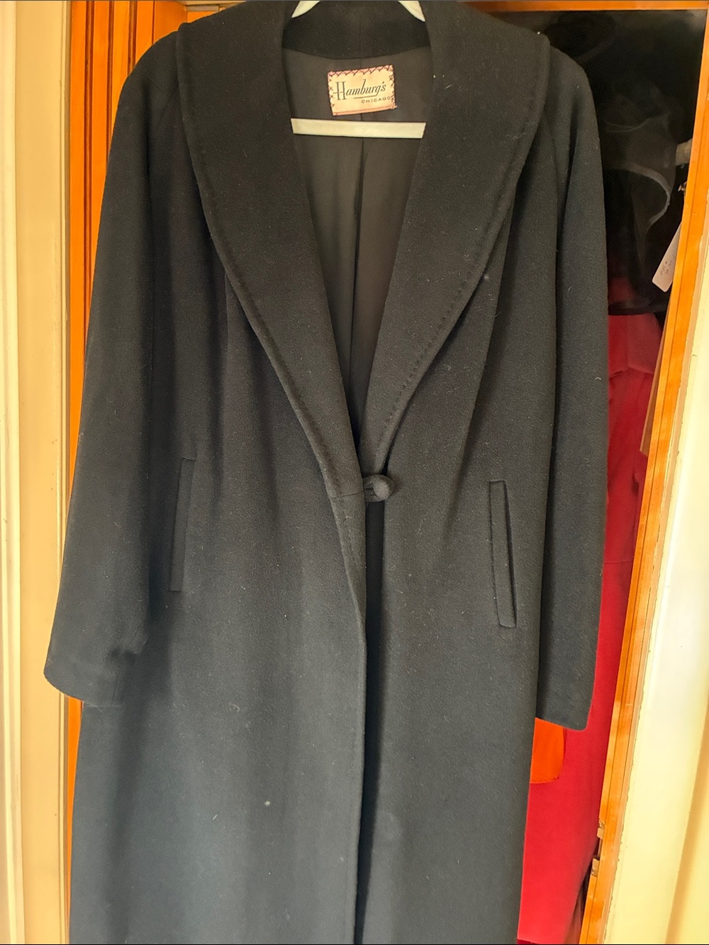 Vintage 50s Black Cashmere Coat with Shawl Collar